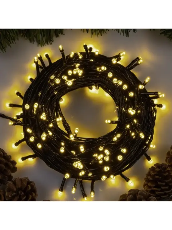Гирлянда &laquo;Нить&raquo; 20 м, IP20, тёмная нить, 200 LED, свечение тёплое белое, 8 режимов, 220 В