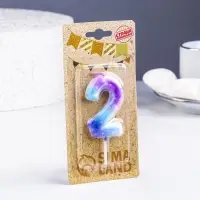 Свеча в торт на шпажке &laquo;Галактика&raquo;, цифра 2, 5.5 см