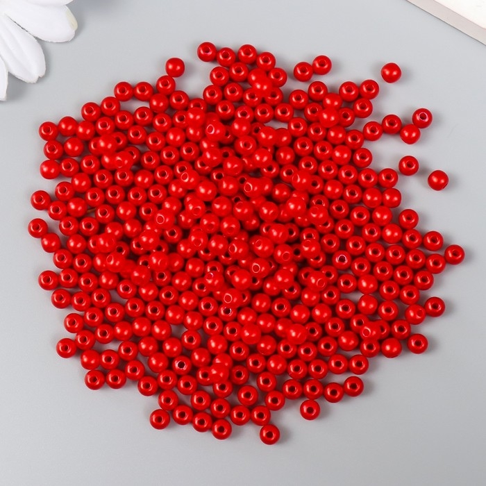 Набор бусин "Рукоделие" пластик, диаметр 5 мм, 25 гр, алый