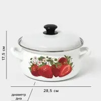 Кастрюля эмалированная, 3 л, d=23 см, с крышкой, белая