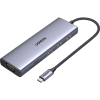 Разветвитель USB UGREEN CM498 (15600) USB-C to 3xUSB-A TF SD VGA RJ45 HDMI