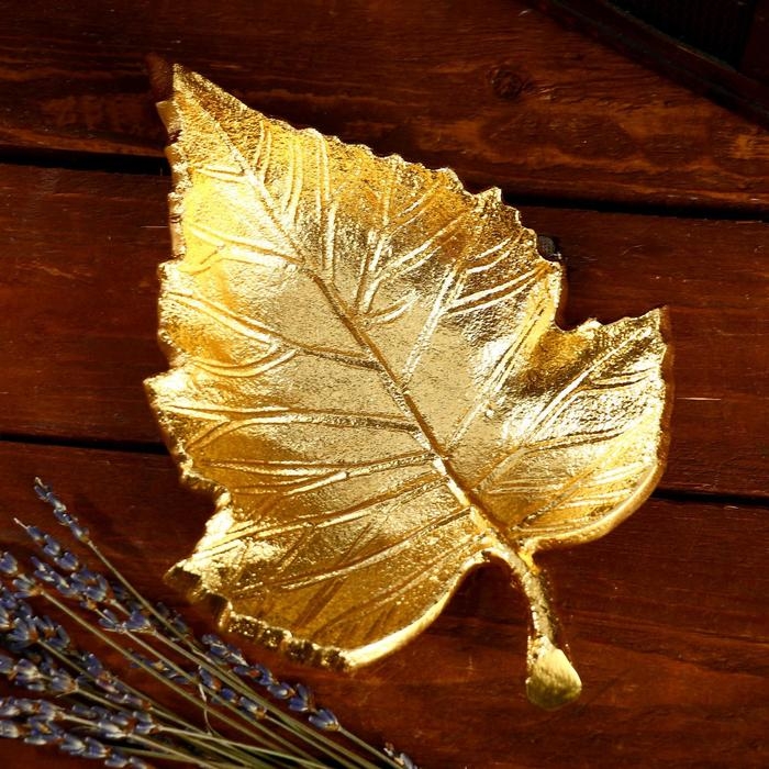 Блюдо Блюдо "Одинокий лист" алюминий 20х14х3,5 см