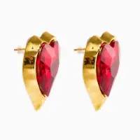 Серьги &laquo;Императрица&raquo; сердце, красные в золоте