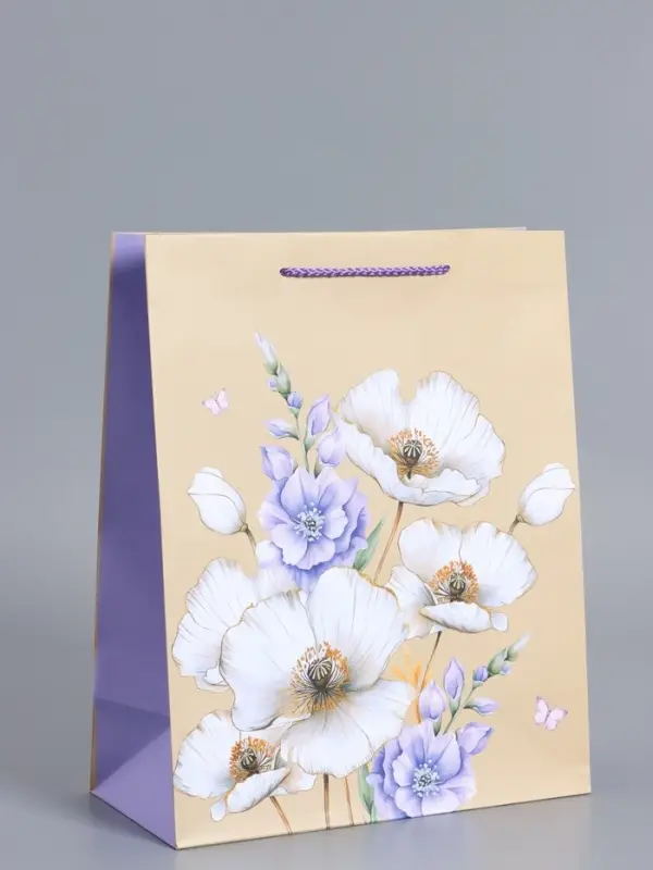 Пакет подарочный ламинированный "Цветочное настроение" 26 х 12 х 32 см