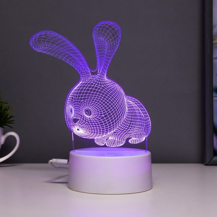 Светильник сенсорный  Светильник сенсорный "Кролик" LED 7 цветов USB/от батареек белый