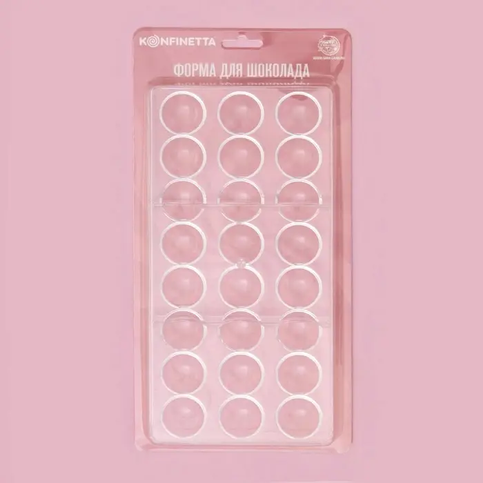 Форма для конфет и шоколада KONFINETTA &laquo;Полусфера&raquo;, 27.5&times;13.5 см, 24 ячейки 3&times;3 см, пластик, прозрачная
