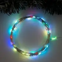 Гирлянда &laquo;Нить&raquo; 10 м, роса, IP20, серебристая нить, 100 LED, свечение мульти (RGB), переливы, 12 В