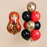 Воздушный шар фольгированный 32" &laquo;Матрёшка&raquo;, золотая роспись