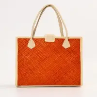 Сумка плетёная на застёжке из пандана, 35&times;12&times;40 см, бежево-оранжевая