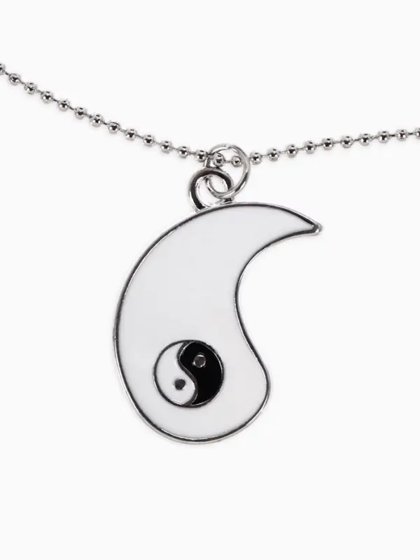 Кулоны парные &laquo;Инь ян капли&raquo;, 45 см, чёрные, белые в серебре