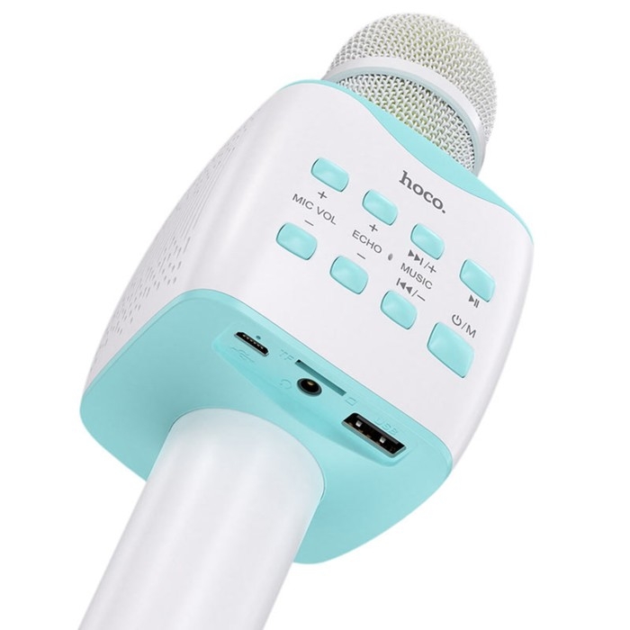 Микрофон для караоке Hoco BK5, 5 Вт, 1200 мАч, BT5.0, microSD, USB, коррекция голоса, синий   960393 Микрофон для караоке Hoco BK5, 5 Вт, 1200 мАч, BT5.0, microSD, USB, коррекция голоса, синий   960393