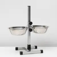 Подставка с мисками, 2×2 л, высота 50 см, разборная с верхним фиксатором, хром Подставка с мисками, 2×2 л, высота 50 см, разборная с верхним фиксатором, хром