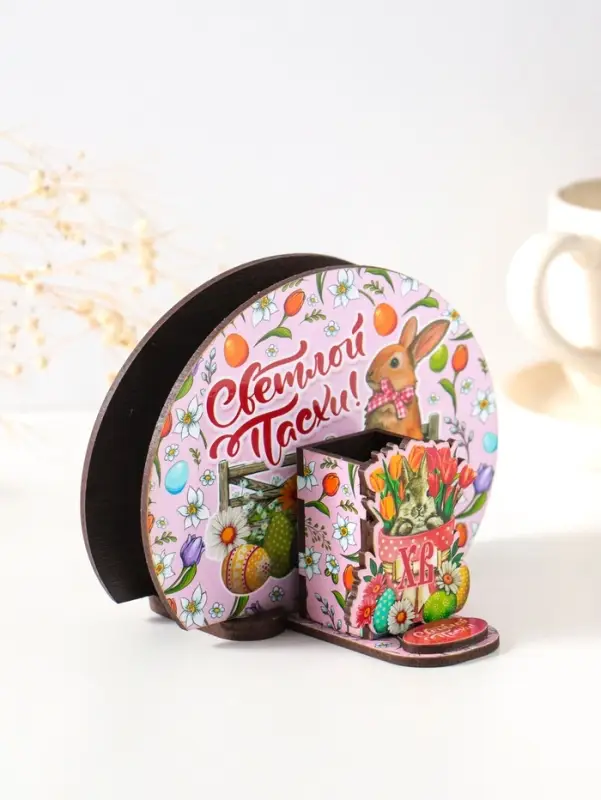 Набор пасхальный салфетница+подставка под зубочистки №2 ,10х12,8х5 см;/ 3,7х5,8х5,8 см