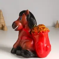 Копилка "Конь с деньгами" 21 см, коричневый