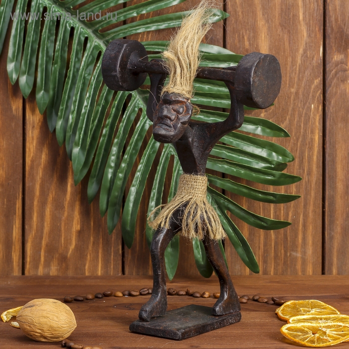 Сувенир «Абориген-штангист», 14×9×20 см, дерево Сувенир «Абориген-штангист», 14×9×20 см, дерево