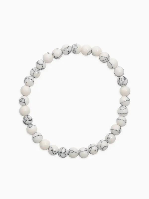 Браслет из бусин &laquo;Кахолонг&raquo;, d=5.5 см, шар №6, белый