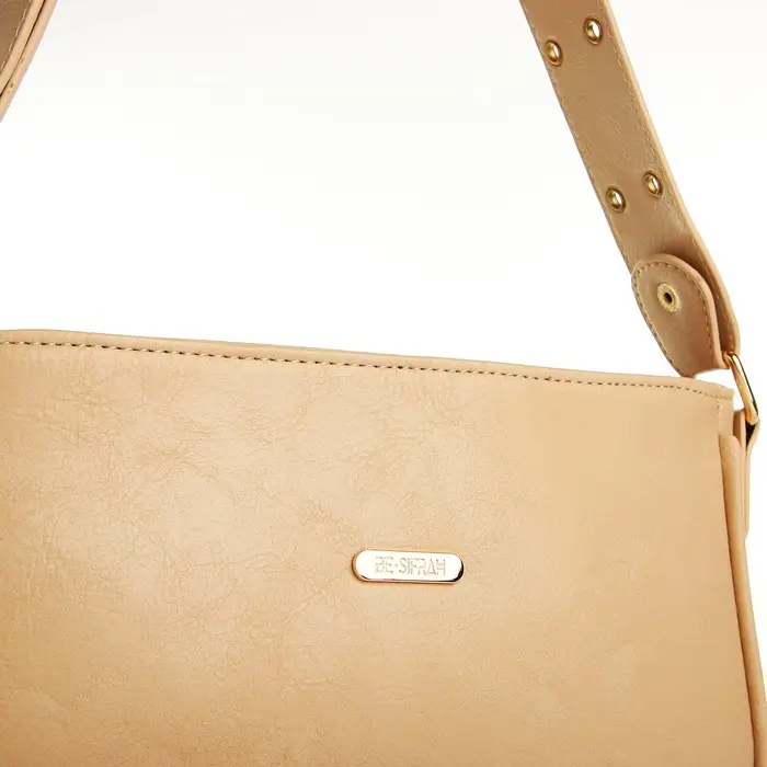 Сумка женская багет на молнии, 25&times;5&times;15 см, бежевая