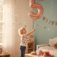 Воздушный шар фольгированный 40" &laquo;Цифра 5&raquo;, нежно - розовый