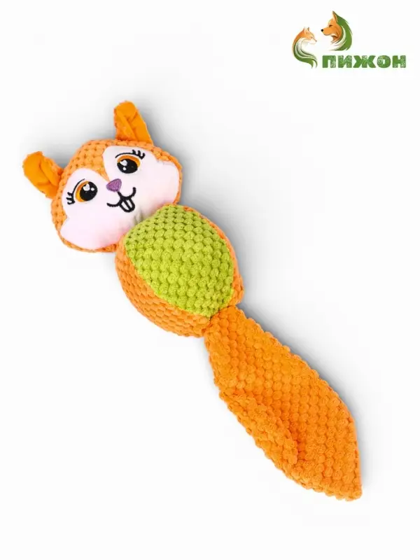 Мягкая игрушка для собак &laquo;Белка&raquo;, 36 см, с пищалкой, оранжевая