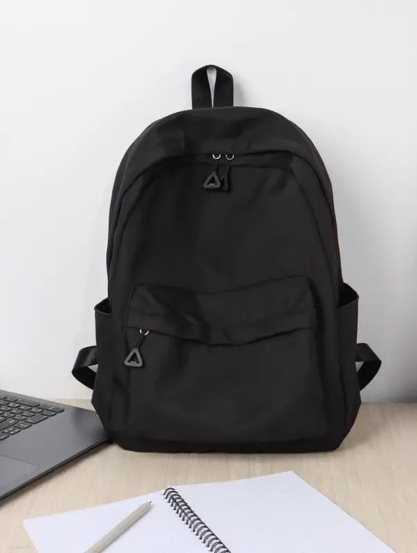 Рюкзак школьный на молнии, с карманами, однотонный, размер 28&times;11&times;40 см, чёрный