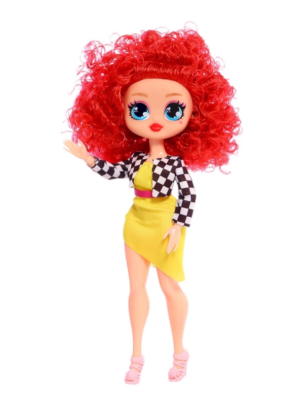 Кукла «Кудряшка Рина», шарниры в руках, красный