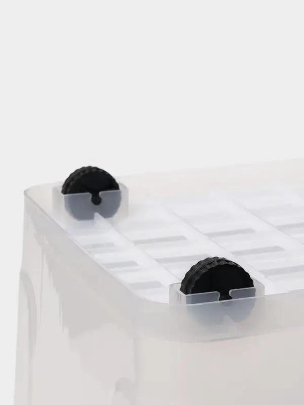 Контейнер для хранения с крышкой, 35 л, 50&times;31&times;28 см, на колёсах, прозрачный, ручки МИКС