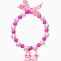 Браслет детский "Выбражулька" котик, бант, жемчуг, цвет бело-розовый Браслет детский "Выбражулька" котик, бант, жемчуг, цвет бело-розовый