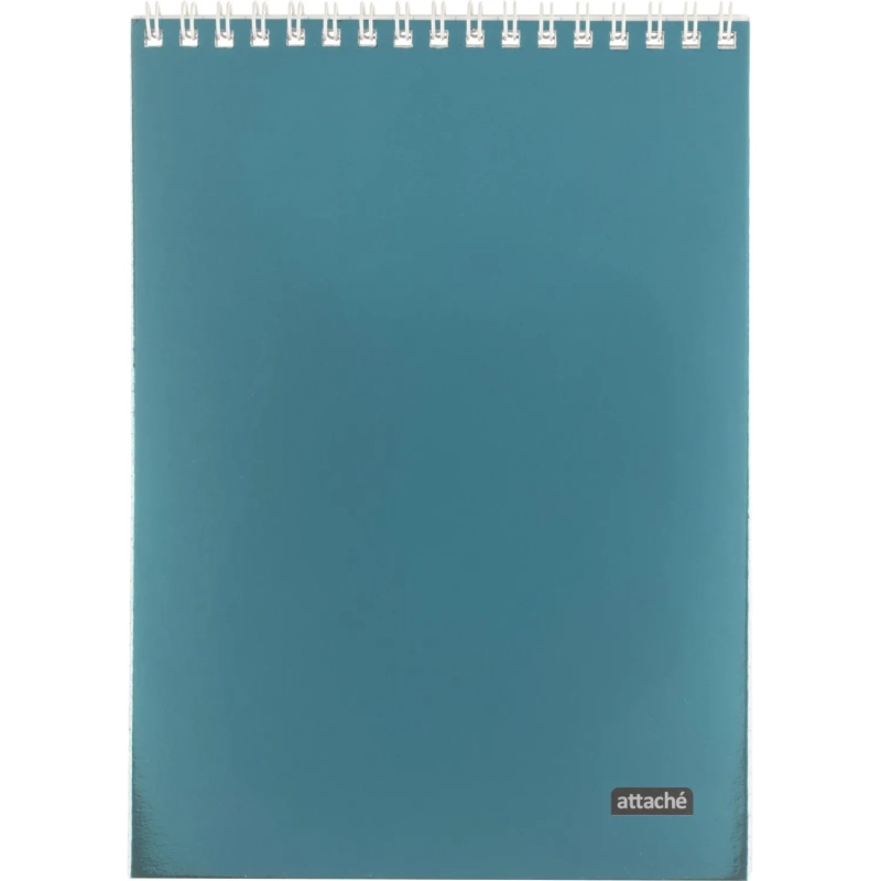 Блокнот А5 60л Attache Metallic Голубой клетка, греб, картон, фольга