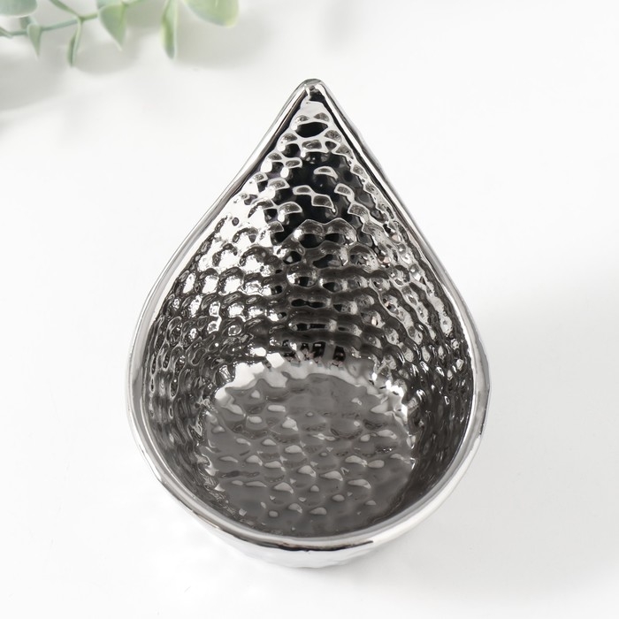 Подсвечник керамика на 1 свечу  Подсвечник керамика на 1 свечу "Капля" d=5 см серебро 11х9х8 см