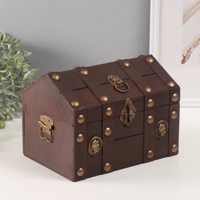 Шкатулка сундук дерево "Леон" красный 24х17х18,5 см