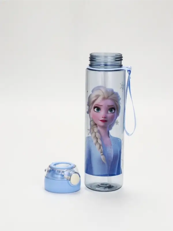 Бутылка пластиковая с трубочкой &laquo;Снежная принцесса&raquo;, 800 мл