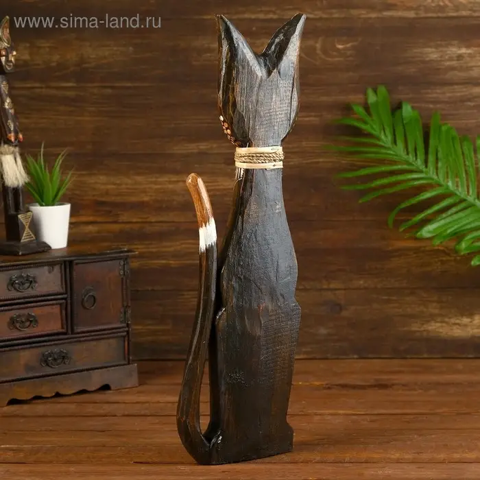 Сувенир дерево  Сувенир дерево "Кошка коричневая с узором" 7х17х50 см