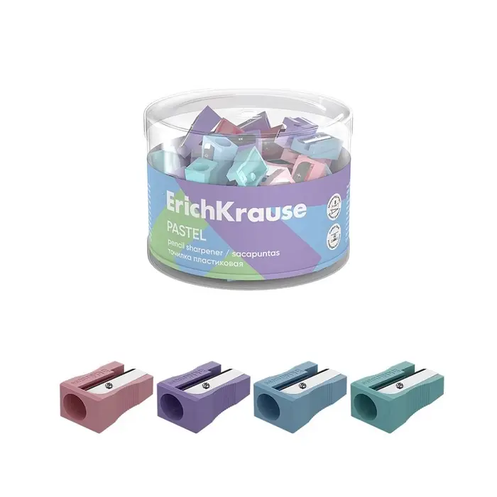 Точилка пластиковая ErichKrause EasySharp, Pastel, ассорти