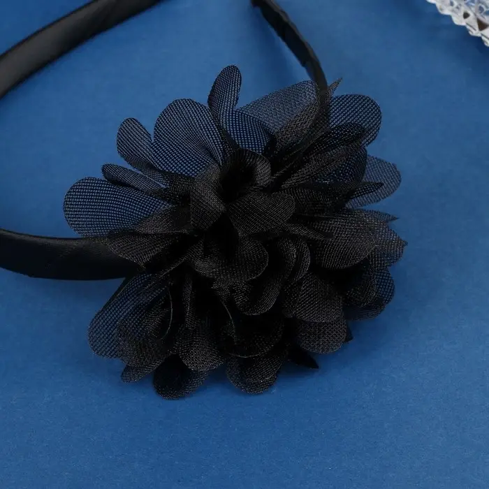 Ободок для волос «Школьница», галант цветок, d=9 см, 1 см, чёрный Ободок для волос «Школьница», галант цветок, d=9 см, 1 см, чёрный