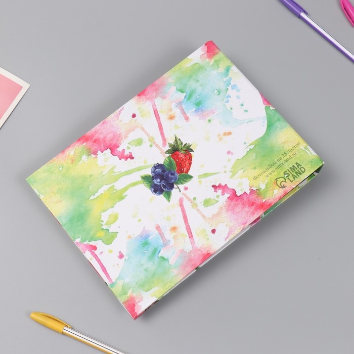 Фотоальбом 25 листов (наклейки+кольца)  Фотоальбом 25 листов (наклейки+кольца) "Фрукты. Привет, лето!" 19х27х3 см