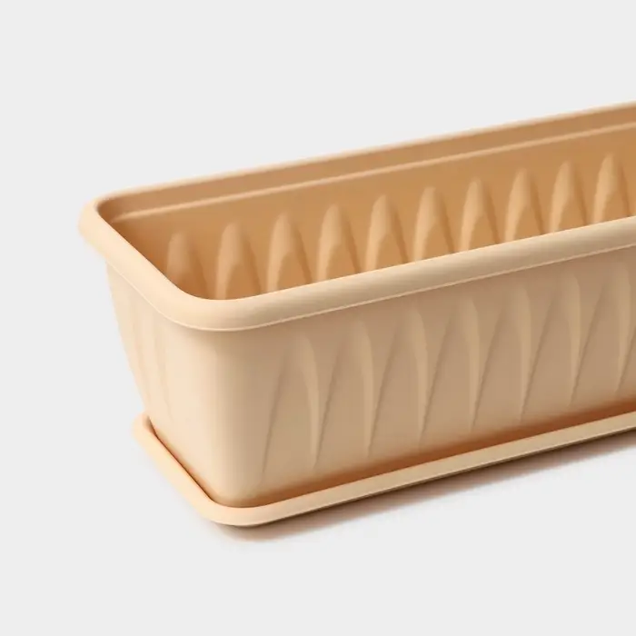 Ящик для цветов балконный &laquo;Алиция&raquo;, 60 см, с поддоном, цвет белая глина