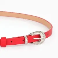 Ремень жен, 02-01-02-01, 1,5*0,3*110 см, без винта, пряжка серебро, 1 прокол, красный