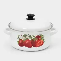 Кастрюля эмалированная, 4 л, d=26 см, с крышкой, белая