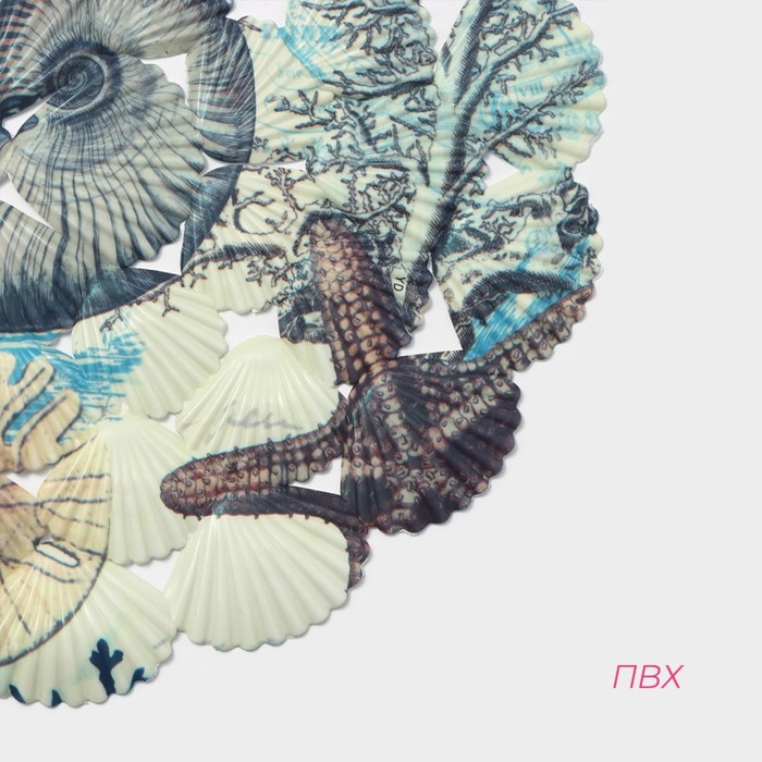 Коврик противоскользящий в ванну на присосках Доляна «Ракушки», 39×65 см