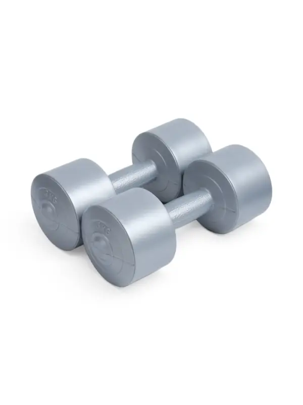 Гантели виниловые, 2 шт., 3 кг, серебристый металлик