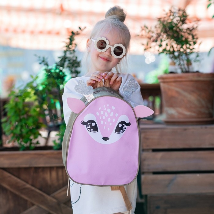 Рюкзак детский из искусственной кожи «Олененок», 30×25 см, розовый