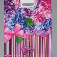 Пакет "Гортензия, полиэтиленовый с вырубной ручкой 38х47 см, 60 мкм