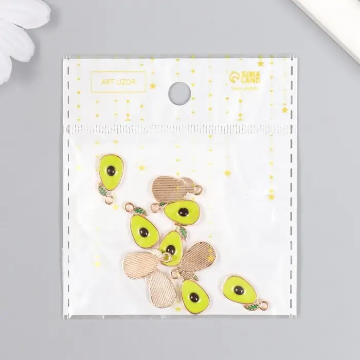 Декор для творчества металл, эмаль  Декор для творчества металл, эмаль "Авокадо" зелёный 1,7х1 см