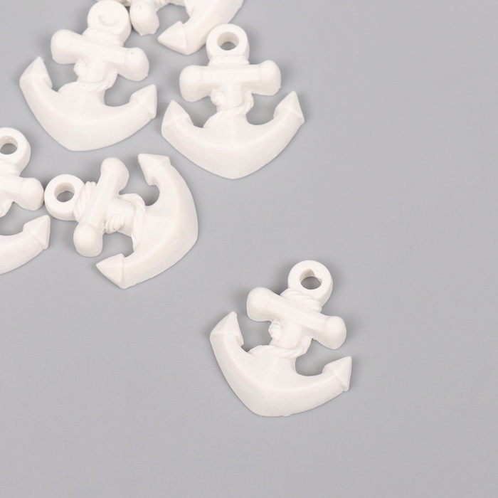 Декор для творчества полистоун Декор для творчества полистоун "Якорь" белый набор 6 шт 2,8х3,2 см