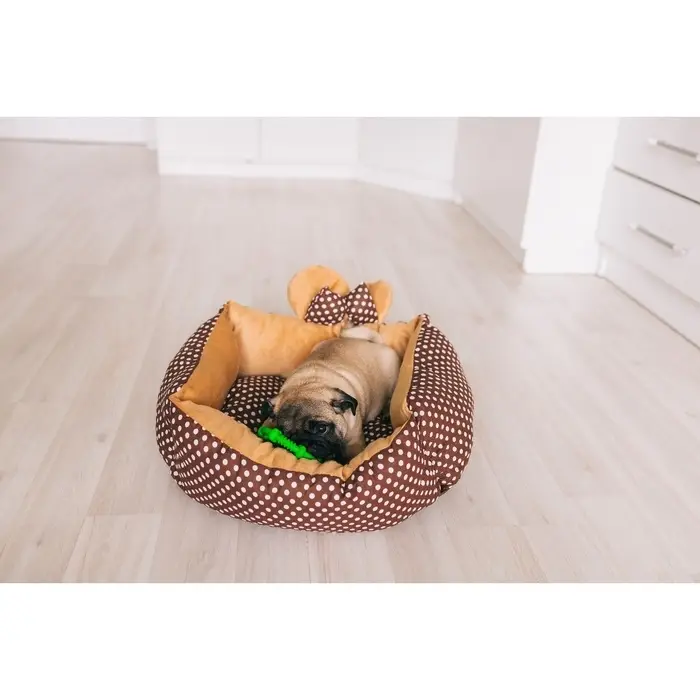 Лежанка &laquo;Милаш&raquo;, 52&times;42&times;15, бязь, плюш, бежево-коричневая