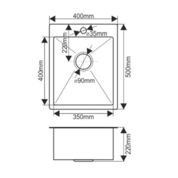 Мойка FABIA PROFI, 40х50 см, врезная, S = 3,0 и 0,8 мм, сифон с переливом + корзина Мойка FABIA PROFI, 40х50 см, врезная, S = 3,0 и 0,8 мм, сифон с переливом + корзина