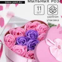 Мыльные розочки, фиолетовые и розовые, набор 11 шт.