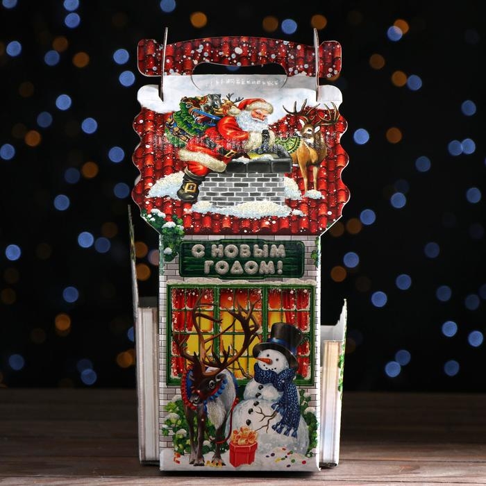 Новый год. Подарочная коробка Новый год. Подарочная коробка "С Сантой", 18,8 х 14,6 х 29,7 см.