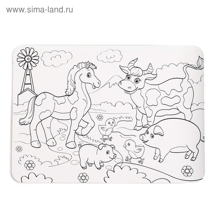 Пазл в рамке «На ферме», 34 детали + раскраска Пазл в рамке «На ферме», 34 детали + раскраска