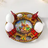 Подставка пасхальная на 8 яиц "Собор с хохломой".